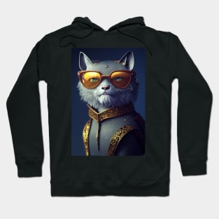 Funny cat face with funky glasses Hoodie